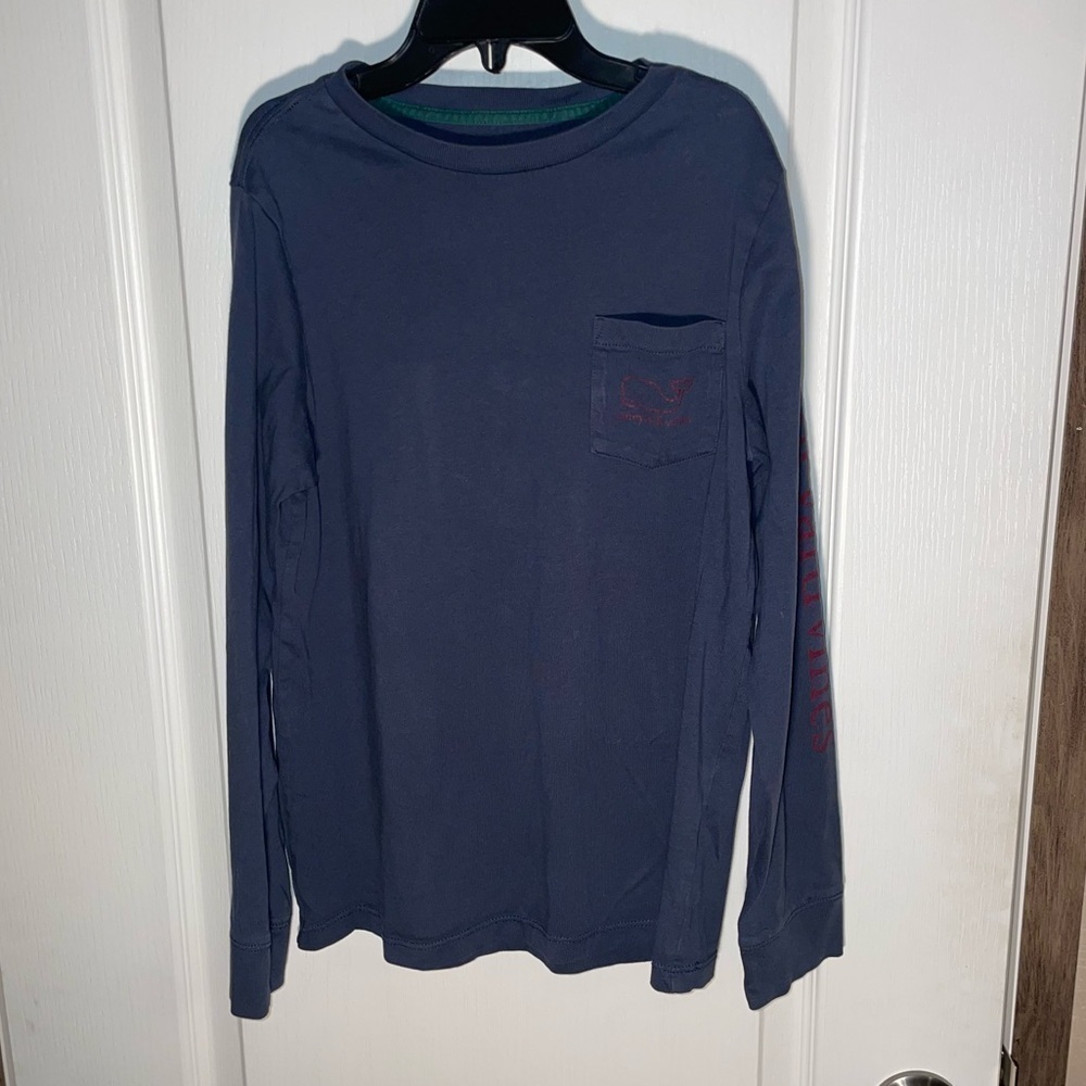 Boys‎ Vineyard Vines Basic Whale Print Navy And Burgundy Long Sleeve Shirt Sz Sm